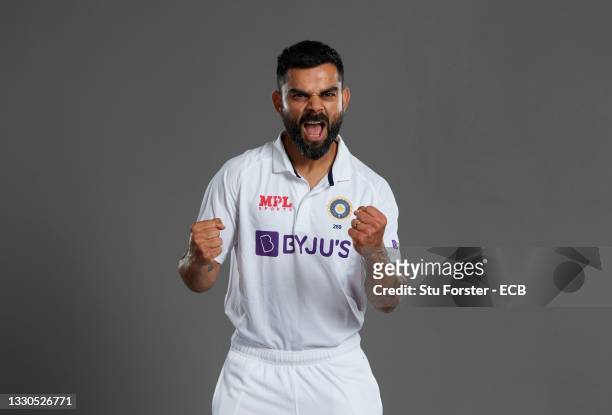 Virat Kohli of India poses during a portrait session at the Radisson Blu Hotel on July 23, 2021 in Durham, England.