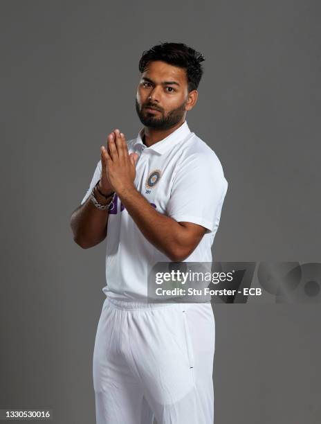 Rishabh Pant of India poses during a portrait session at the Radisson Blu Hotel on July 23, 2021 in Durham, England.