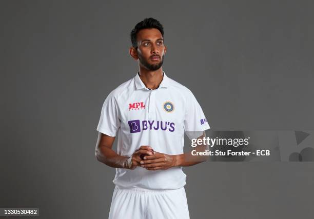 Prasidh Krishna of India poses during a portrait session at the Radisson Blu Hotel on July 23, 2021 in Durham, England.