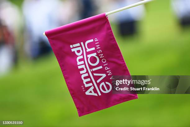 Pin flag is pictured during day four of the The Amundi Evian Championship at Evian Resort Golf Club on July 25, 2021 in Evian-les-Bains, France.