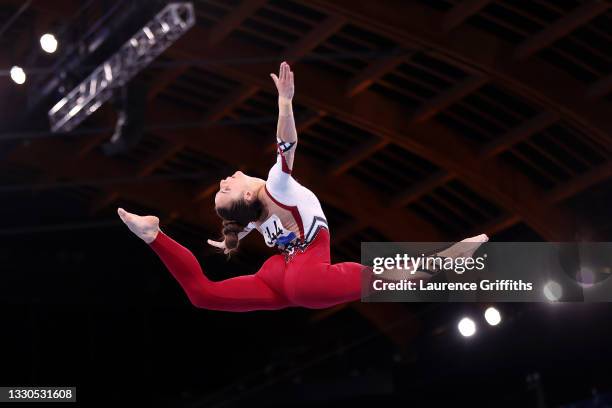 Pauline Schaefer-Betz of Team Germany competes on balance beam during Women's Qualification on day two of the Tokyo 2020 Olympic Games at Ariake...