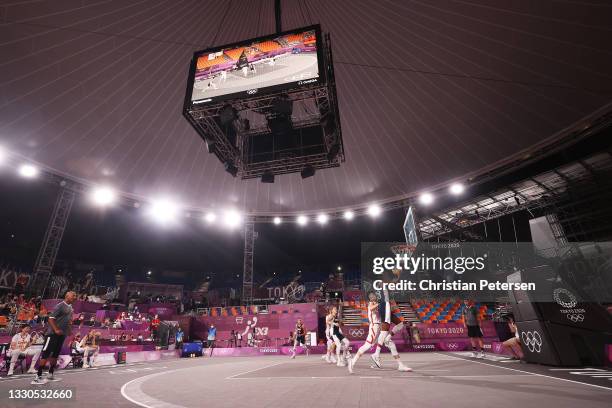 Mamignan Toure of Team France drives to the basket during the Women's Pool Round match between China and France on day two of the Tokyo 2020 Olympic...