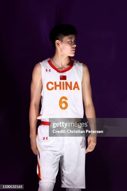 Shuyu Yang of Team China prepares to take to the court during the Women's Pool Round match between China and France on day two of the Tokyo 2020...