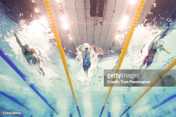 Katie Ledecky of Team United States competes in heat three of the Women's 400m Freestyle on day two of the Tokyo 2020 Olympic Games at Tokyo Aquatics...