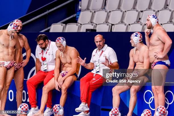 Luka Bukic of Croatia, Paulo Obradovic of Croatia, Mile Smodlaka of Croatia, Lovre Milos of Croatia, Head Coach Ivica Tucak of Croatia, Marko Macan...