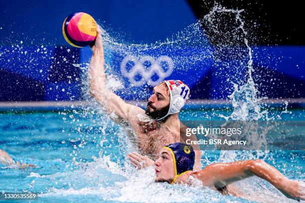 Paulo Obradovic of Croatia during the Tokyo 2020 Olympic Waterpolo Tournament Men match between Team Croatia and Team Kazakhstan at Tatsumi Waterpolo...