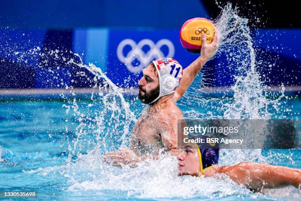 Paulo Obradovic of Croatia during the Tokyo 2020 Olympic Waterpolo Tournament Men match between Team Croatia and Team Kazakhstan at Tatsumi Waterpolo...