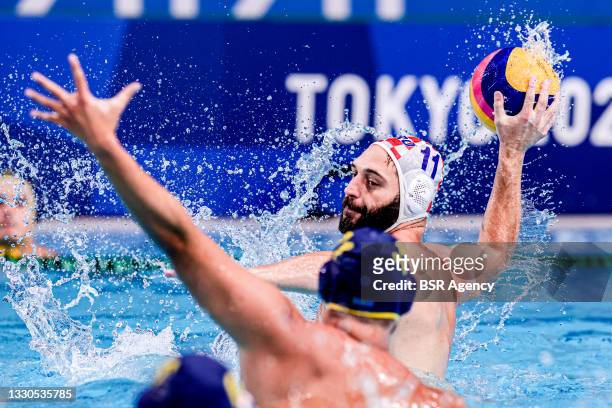 Paulo Obradovic of Croatia during the Tokyo 2020 Olympic Waterpolo Tournament Men match between Team Croatia and Team Kazakhstan at Tatsumi Waterpolo...