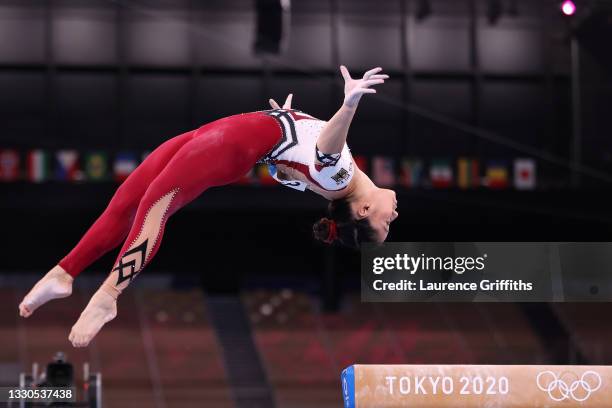 Kim Bui of Team Germany competes on balance beam during Women's Qualification on day two of the Tokyo 2020 Olympic Games at Ariake Gymnastics Centre...