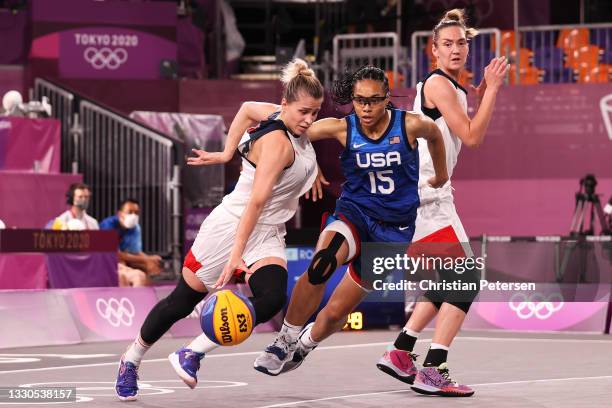 Olga Frolkina of Team ROC controls the ball during the Women's Pool Round match between ROC and United States on day two of the Tokyo 2020 Olympic...