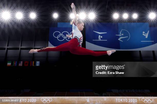 Elisabeth Seitz of Team Germany competes on balance beam during Women's Qualification on day two of the Tokyo 2020 Olympic Games at Ariake Gymnastics...