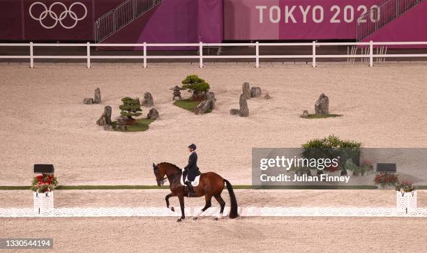 Steffen Peters of Team United States riding Suppenkasper competes in the Dressage Individual Grand Prix Qualifier on day two of the Tokyo 2020...