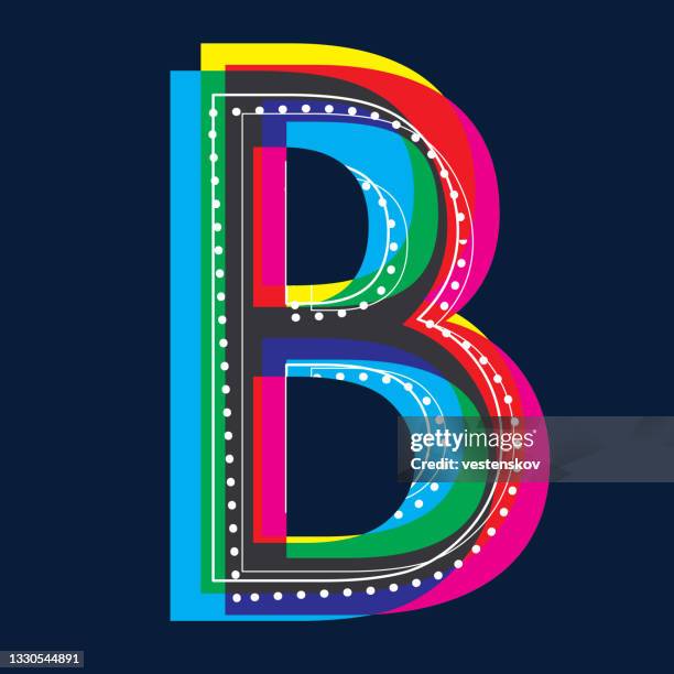 cmyk colour alphabets pop retro fashionable style - 字母b 幅插畫檔、美工圖案、卡通及圖標