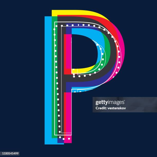 cmyk colour alphabets pop retro fashionable style - ps arts stock illustrations