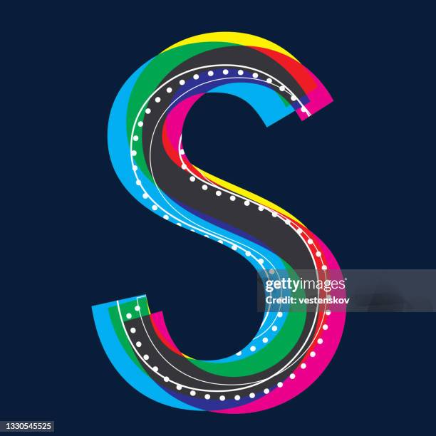 cmyk colour alphabets pop retro fashionable style - letter s stock illustrations