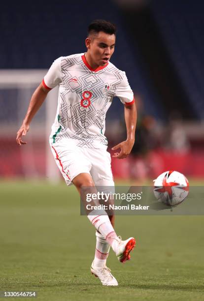 Carlos Rodriguez of Team Mexico controls the ball during the Men's First Round Group A match between Japan and Mexico on day two of the Tokyo 2020...