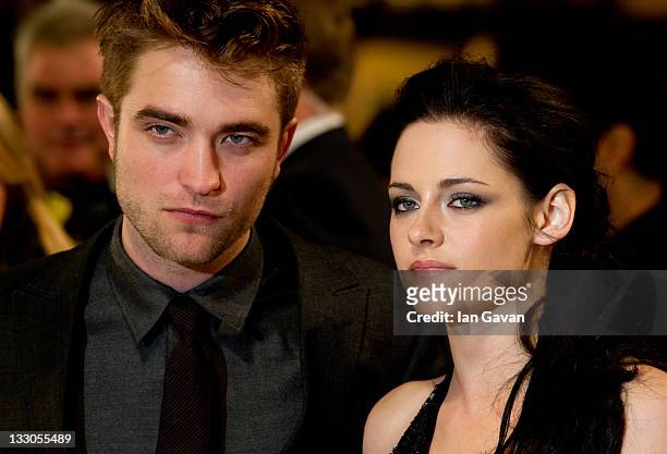 Robert Pattinson, Kristen Stewart attend the UK premiere of The Twilight Saga: Breaking Dawn Part 1 at Westfield Stratford City on November 16, 2011...