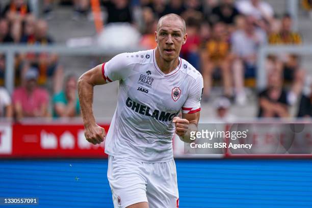 Michael Frey of Royal Antwerp FC during the Jupiler Pro League match between KV Mechelen and Royal Antwerp FC at AFAS Stadion on July 25, 2021 in...