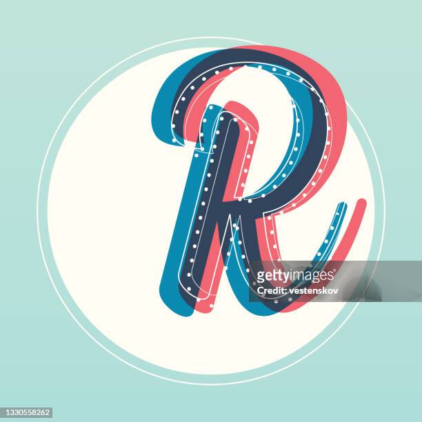 retro style alphabets fashionable stylish - letter r stock illustrations