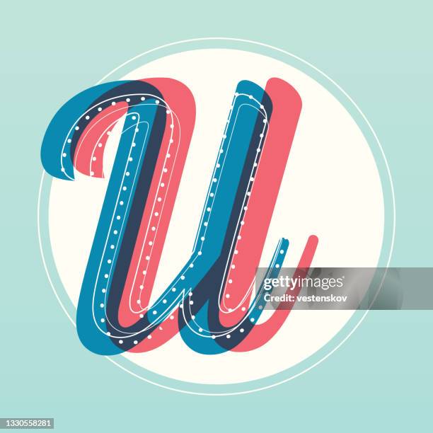 retro style alphabets fashionable stylish - letter u stock illustrations