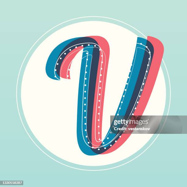 retro style alphabets fashionable stylish - letter v stock illustrations