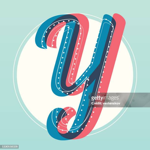 retro style alphabets modisch stilvoll - buchstabe y stock-grafiken, -clipart, -cartoons und -symbole