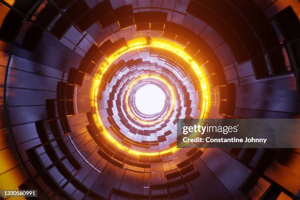 abstract futuristic tunnel architecture background - cave fire 個照片及圖片檔