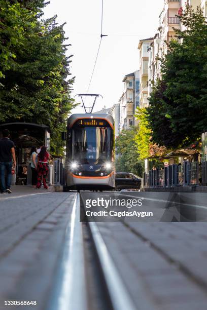 turkey eskisehir city rail train/tram - eskisehir stock pictures, royalty-free photos & images