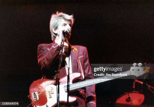 Singer songwriter Nick Lowe performs at the Orpheum Theatre in Minneapolis, Minnesota on August 29, 1984.