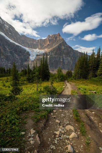 dirt road in mountains - canmore stockfoto's en -beelden