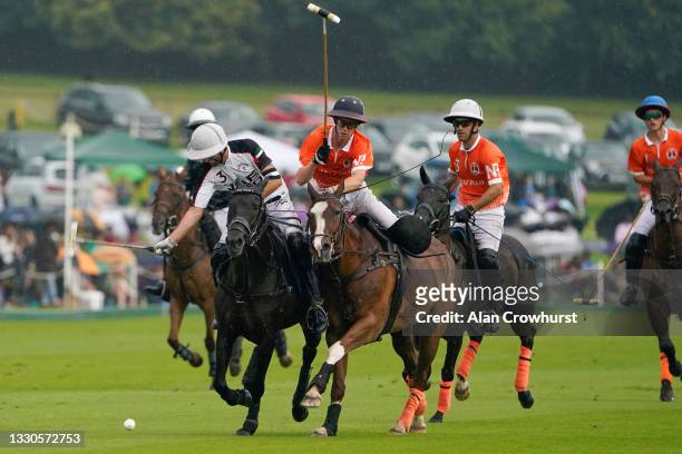 Pablo Pieres of UAE Polo Team on the attack during The Gold Cup Final for the British Open Polo Championships between UAE Polo Team v Thai Polo NP at...