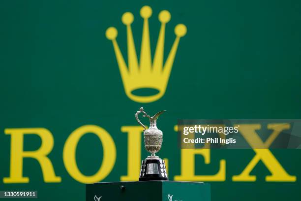 The Senior Open trophy on display during the final round of the Senior Open presented by Rolex at Sunningdale Golf Club on July 25, 2021 in...