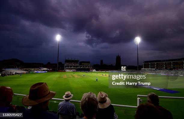 General view of play during the Royal London One Day Cup match between Somerset and Derbyshire at The Cooper Associates County Ground on July 25,...