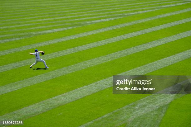 Marco Gonzales of the Seattle Mariners warms up before the game against the Oakland Athletics at T-Mobile Park on July 25, 2021 in Seattle,...