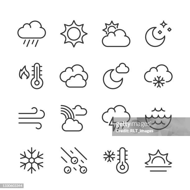 weather icons — monoline series - sunny clouds stock illustrations