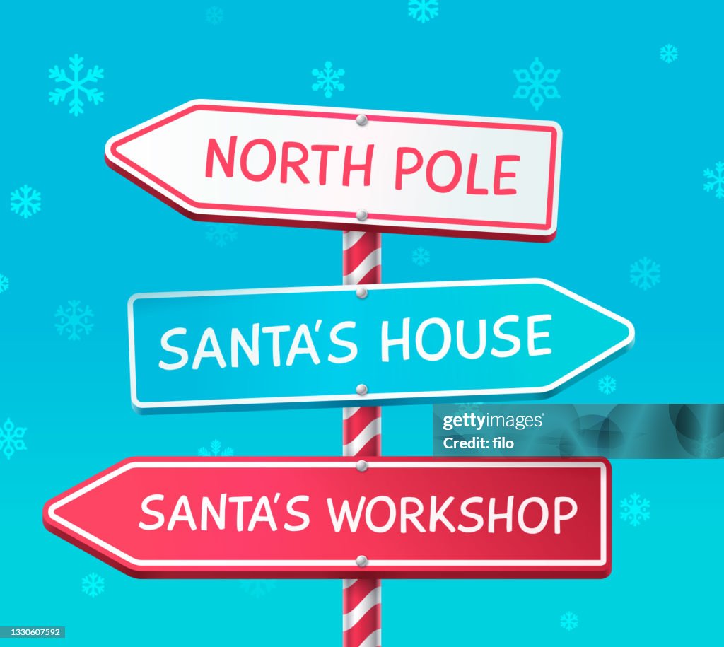 Weihnachten Nordpol Santa's Workshop Pfeil Richtungsschild