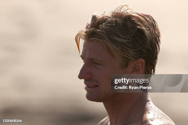 Kolohe Andino of Team United States is pictured before competition on day three of the Tokyo 2020 Olympic Games at Tsurigasaki Surfing Beach on July...