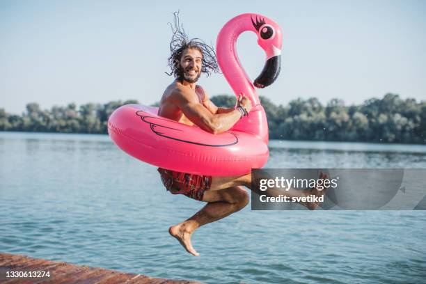 summer by the river - jumping stock pictures, royalty-free photos & images