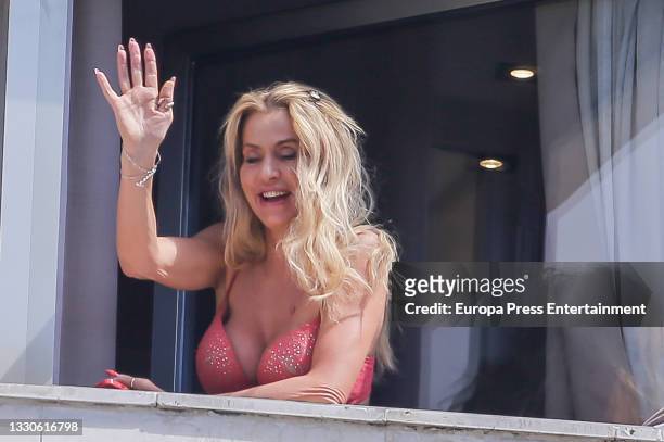 Valeria Marini at the hotel where they have stayed after the final of 'Supervivientes' , the reality show that Olga has won, on July 25 in Madrid,...