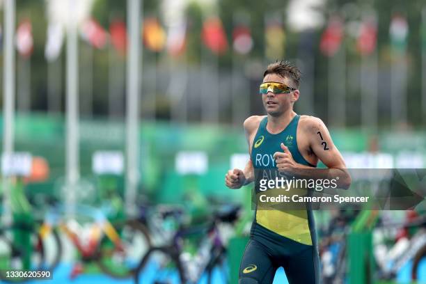 Aaron Royle of Team Australia competes in the Men's Individual Triathlon on day three of the Tokyo 2020 Olympic Games at Odaiba Marine Park on July...