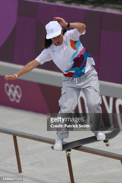 Charlotte Hym of Team France competes during the Women's Street Prelims Heat 3 on day three of the Tokyo 2020 Olympic Games at Ariake Urban Sports...