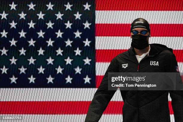 Kieran Smith of Team United States prepares to compete in the Men's 200m Freestyle Semifinal on day three of the Tokyo 2020 Olympic Games at Tokyo...