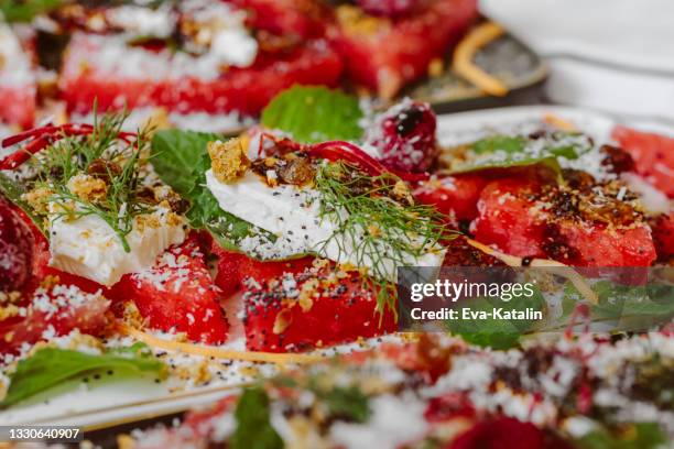 fresh watermelon salad - dill bildbanksfoton och bilder