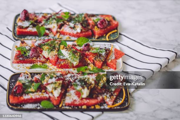 fresh watermelon salad - hungary food stock pictures, royalty-free photos & images