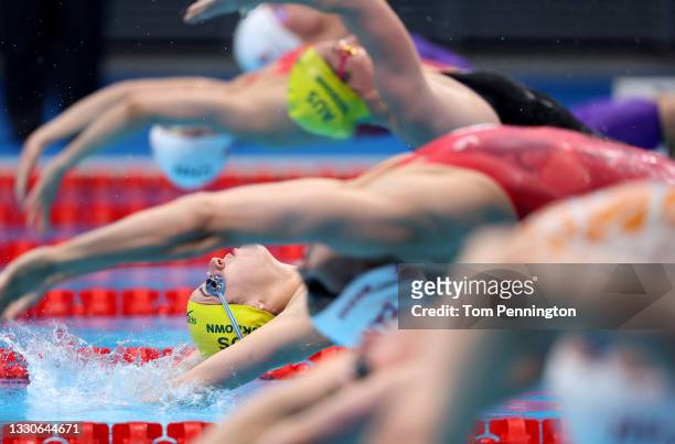 Kaylee McKeown of Team Australia competes in the second semifinal of the Women's 100m Backstroke on day three of the Tokyo 2020 Olympic Games at...
