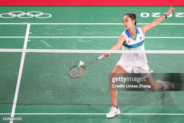 Clara Azurmendi of Team Spain competes against Dorcas Ajoke Adesokan of Team Nigeria during a Women’s Singles Group C match on day three of the Tokyo...