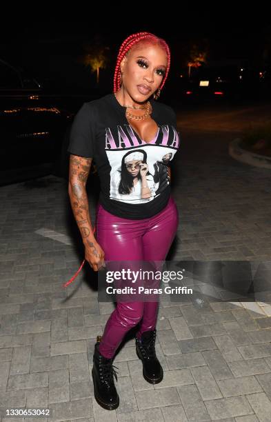 Singer Lil Mo attends Nouveau Bar & Grill Celebrity Grand Opening at Nouveau Bar & Grill on July 25, 2021 in Jonesboro, Georgia.