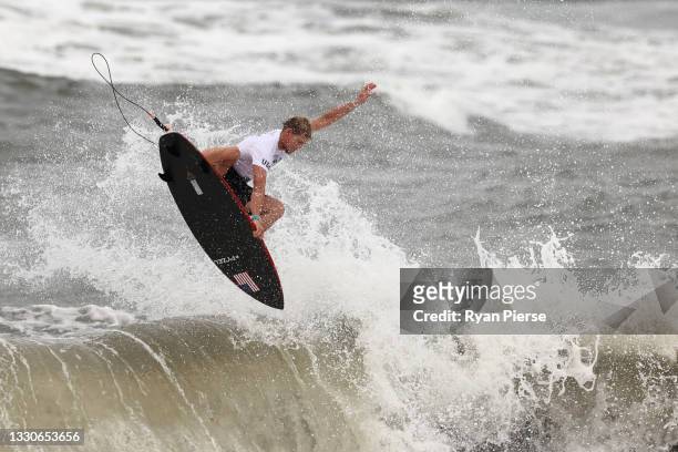 John John Florence of Team United States surfs during the men's round 3 heat on day three of the Tokyo 2020 Olympic Games at Tsurigasaki Surfing...