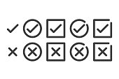 Accepted or Rejected, Approved or Disapproved, Yes or No, Right or Wrong. Vector illustration icons in flat design