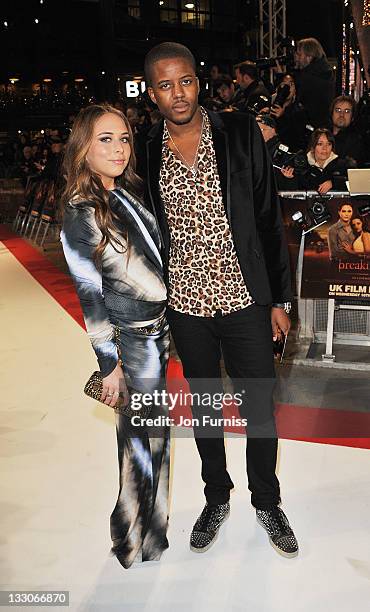 Chloe Green and Vas J Morgan attend 'The Twilight Saga: Breaking Dawn Part 1' UK Premiere, at Westfield Stratford City on November 16, 2011 in...